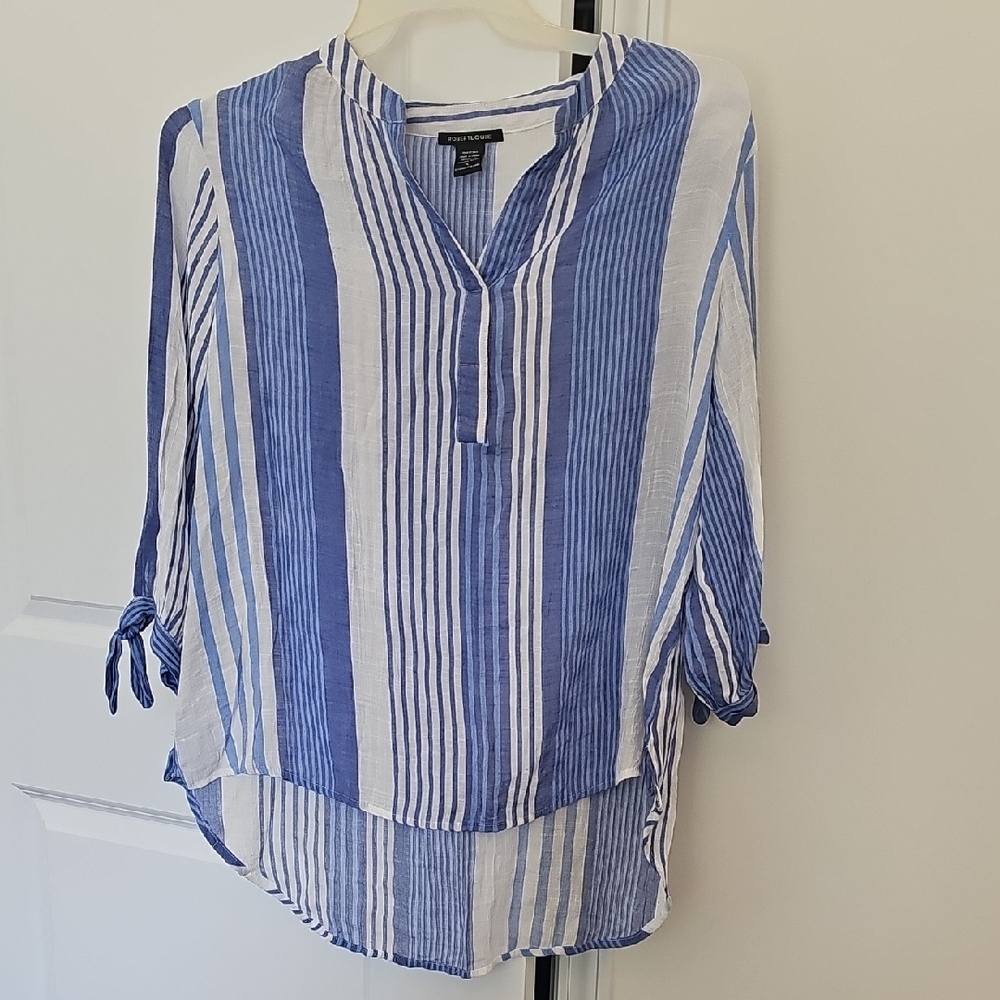 Robert Louis Blue and White Striped‎ Blouse